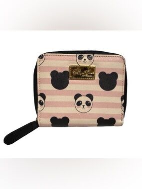 LUV Betsey by Betsey Johnson Panda Compact Wallet (Black/Pink) - EUC